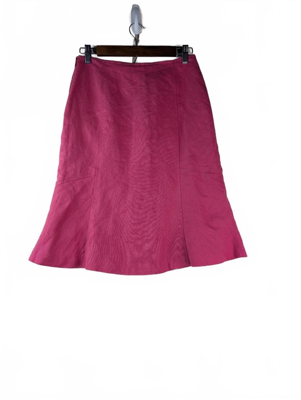 Ann Taylor Fuchsia Pink Linen Flare Midi Skirt Size 2